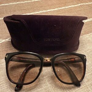 Tom Ford Black and Brown Rock Sunglasses with Case